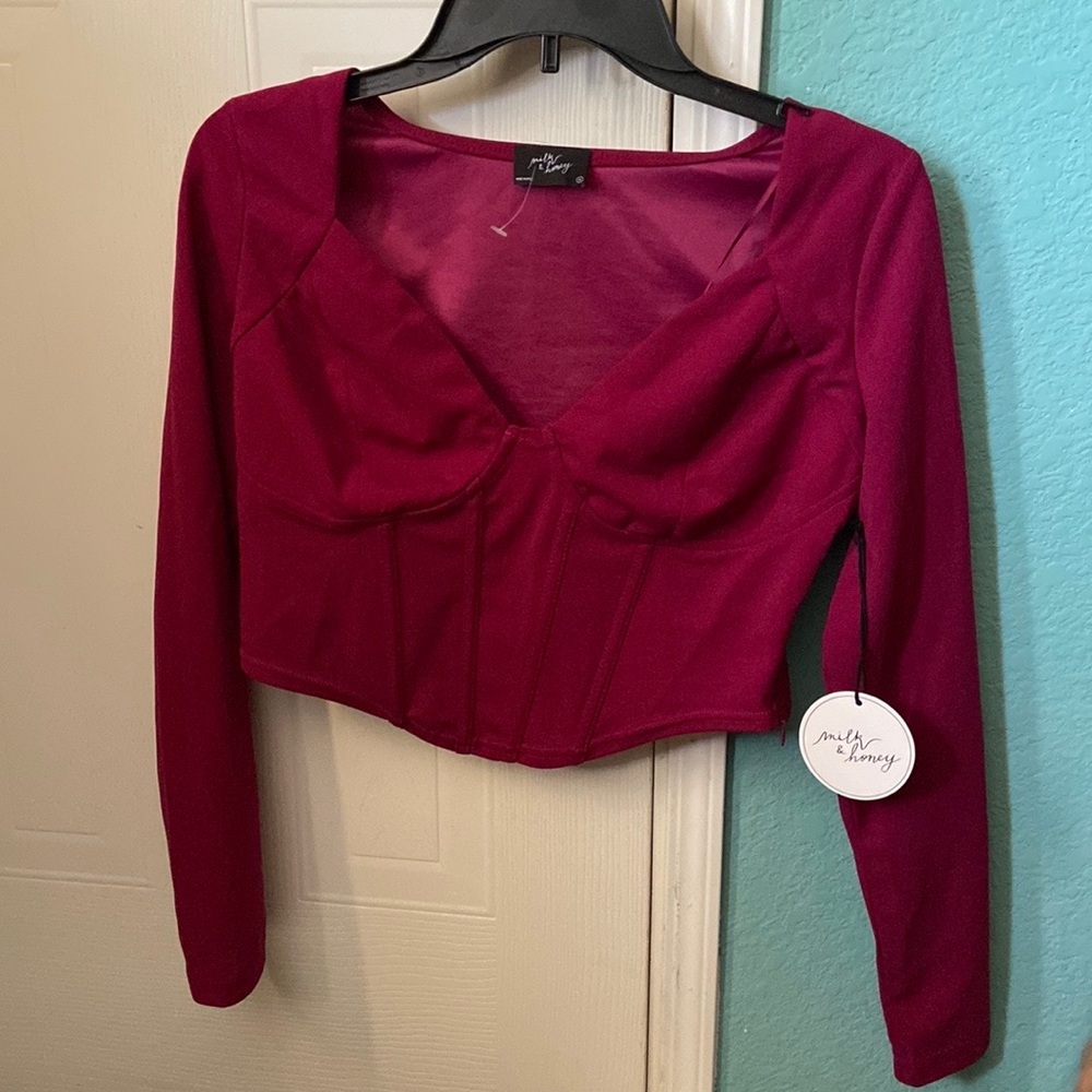 Milk & Honey long sleeve burgundy top, Size M